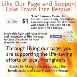 The flyer for the Lakeway Center's Facebook campaign. The Austin dentists are encouraging fans to like their page and share the page with their friends.
